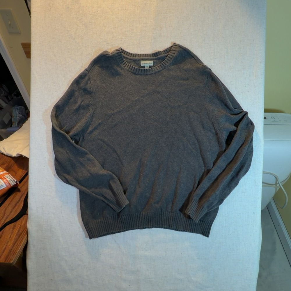 St. John's Bay Crewneck Pullover Sweater 100% Cotton Heather Gray Men's Size XXL